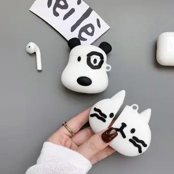 

Fashion Cute Colorful Cat And Dog Soft Silicone Protective Cover Shockproof Case Skin With Lanyard for Airpods 1/2 Charging Box