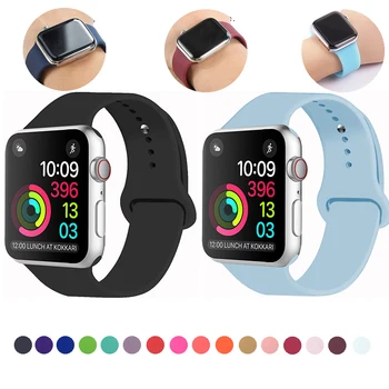 

Band for Apple Watch 5 4 40MM 44MM soft Silicone Sports Rubber Strap for Iwatch series 3 2 1 38MM 42MM accessories