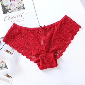 

Sexy Lace Briefs Women Underwear Cozy Thong Solid Color Low Waist Soft Elasticity floral Print Ultra Thin Summer Shorts Panties