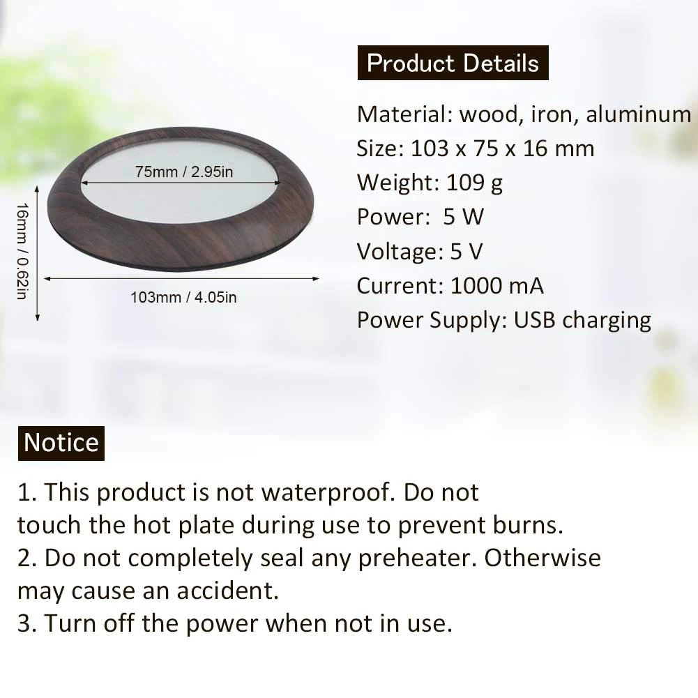 USB деревянные зерна чашки подогреватель тепла напитков кружка коврик держать напиток теплый нагреватель кружки подставка