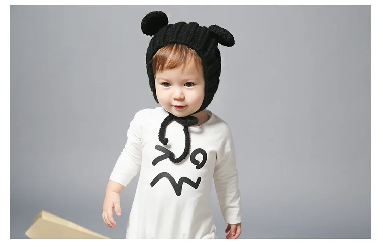 Теплая шапка для младенца шлем детская зимняя шапка для детей Микки шляпка в виде мышки с ушами Детские аксессуары новорожденный фотография наряд