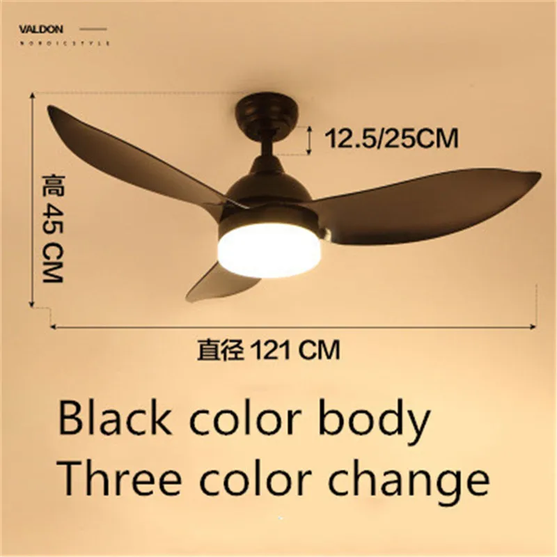 Nordic Restaurant LED Ceiling Fan Light Remote Control Bedroom Living Room Balcony Simple Modern Home Quiet Retro LED Fan Light - Цвет лезвия: Type A