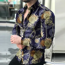 

Mens Casual Printed Shirt Slim Fit Formal Shirts Long Sleeve Button Down Tops Fashion Men Party Formal Shirt Social Shirt