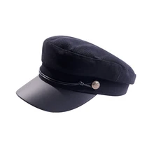 Из PU искусственной кожи высокого качества➕Осенне-зимние женские береты из хлопкового материала; мужская Кепка на плоской подошве в европейском и американском стиле; темно-синяя кепка; размер 56-58 см