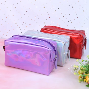 

Laser Cosmetic Bag Laser Zipper Toiletry Cases Makeup Bag Case Fashion Holographic Makeup Pouch 5 Colors