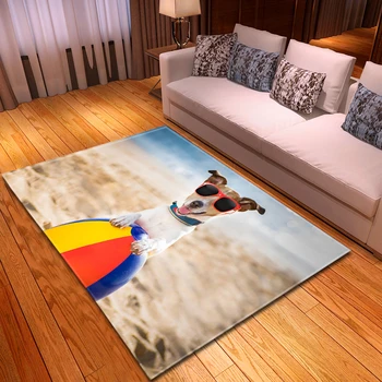 

Home Decor Sofa Area Rug 3D Pet Dog Beach Balls Kids Play Mat Room Decor Bedside Rug Flannel Non-slip Living Room Carpets