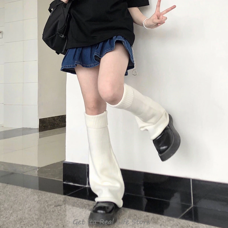 高級靴下原宿フレアレッグウォーマーワイド日本女性かわいい白ストッキングガールニットかわいいgyaru Fashon靴下t105 レッグウォーマー Aliexpress
