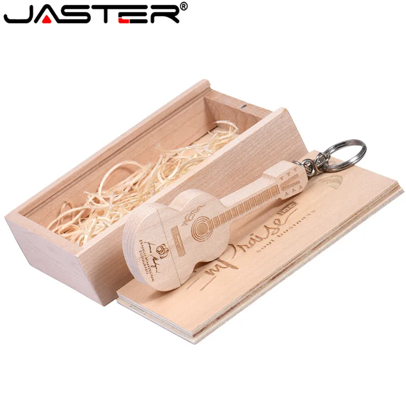 Usb флеш накопитель JASTER 4 64 Гб с деревянной бамбуковой гитарой и логотипом в