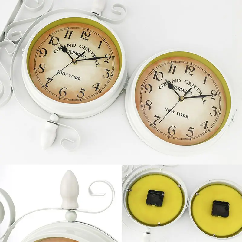 Классические настенные часы в европейском стиле, двухсторонние винтажные Ретро Декор для дома и офиса