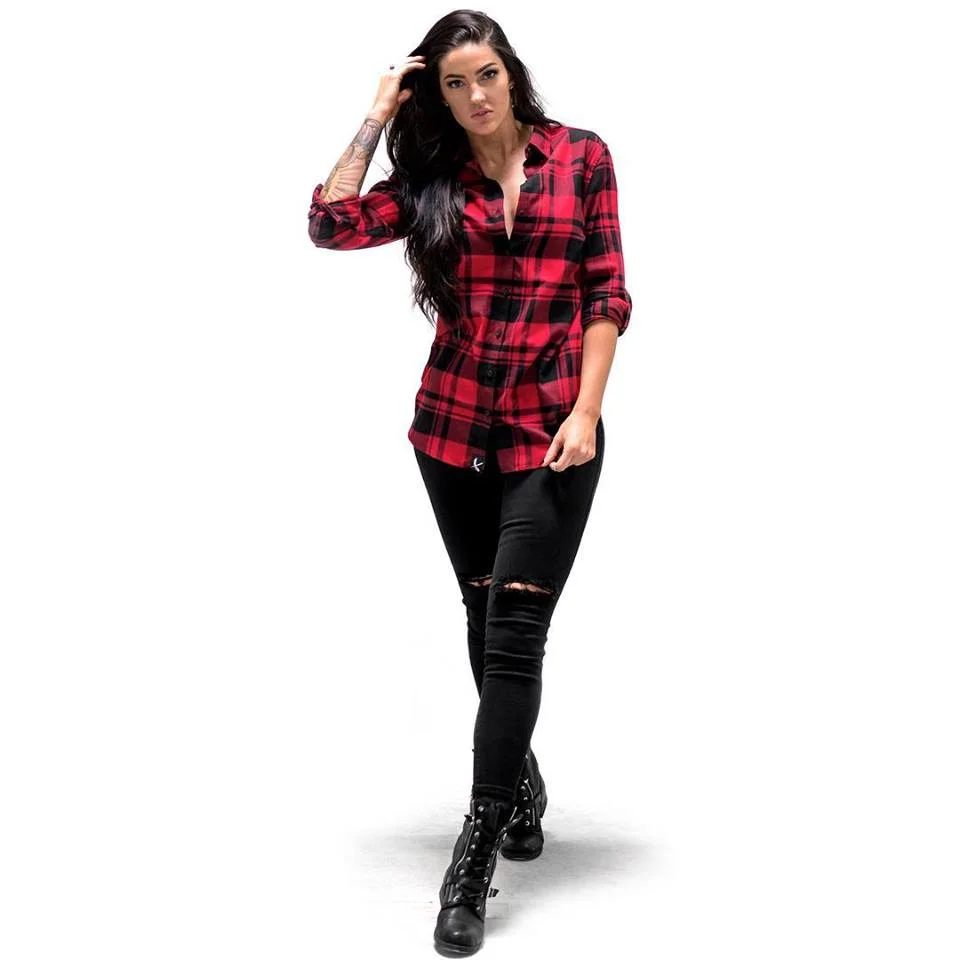 

Women Flannel Plaid Shirt 100% Cotton 2019 Spring Autumn Casual Long Sleeve Shirt Soft Comfort Slim Fit Styles Brand Plus Size