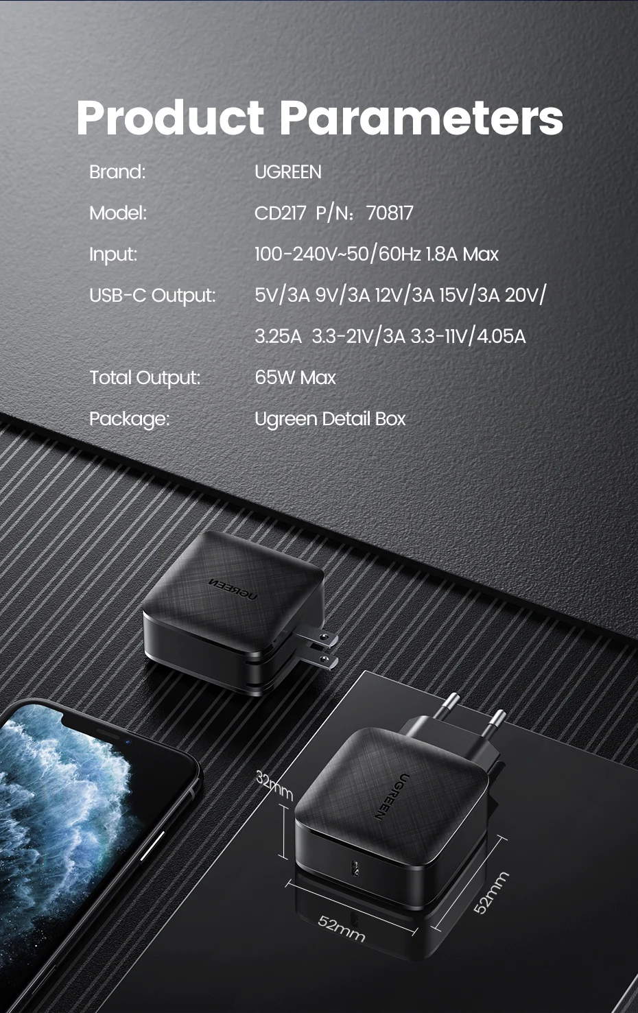 UGREEN USB C 65W GaN Charger Single Port Pakistan BrandTech.pk