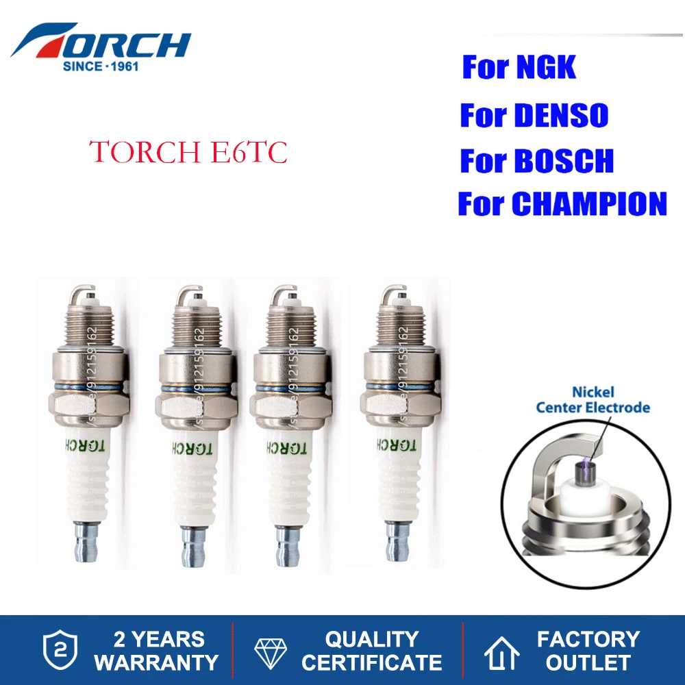 

4-6PCS Screw Terminal Spark Plug TORCH E6TC Replace for Candles BP6HS(4511) А17В A17V 2410-3707010 HONDA 98076-56719 98076-56721