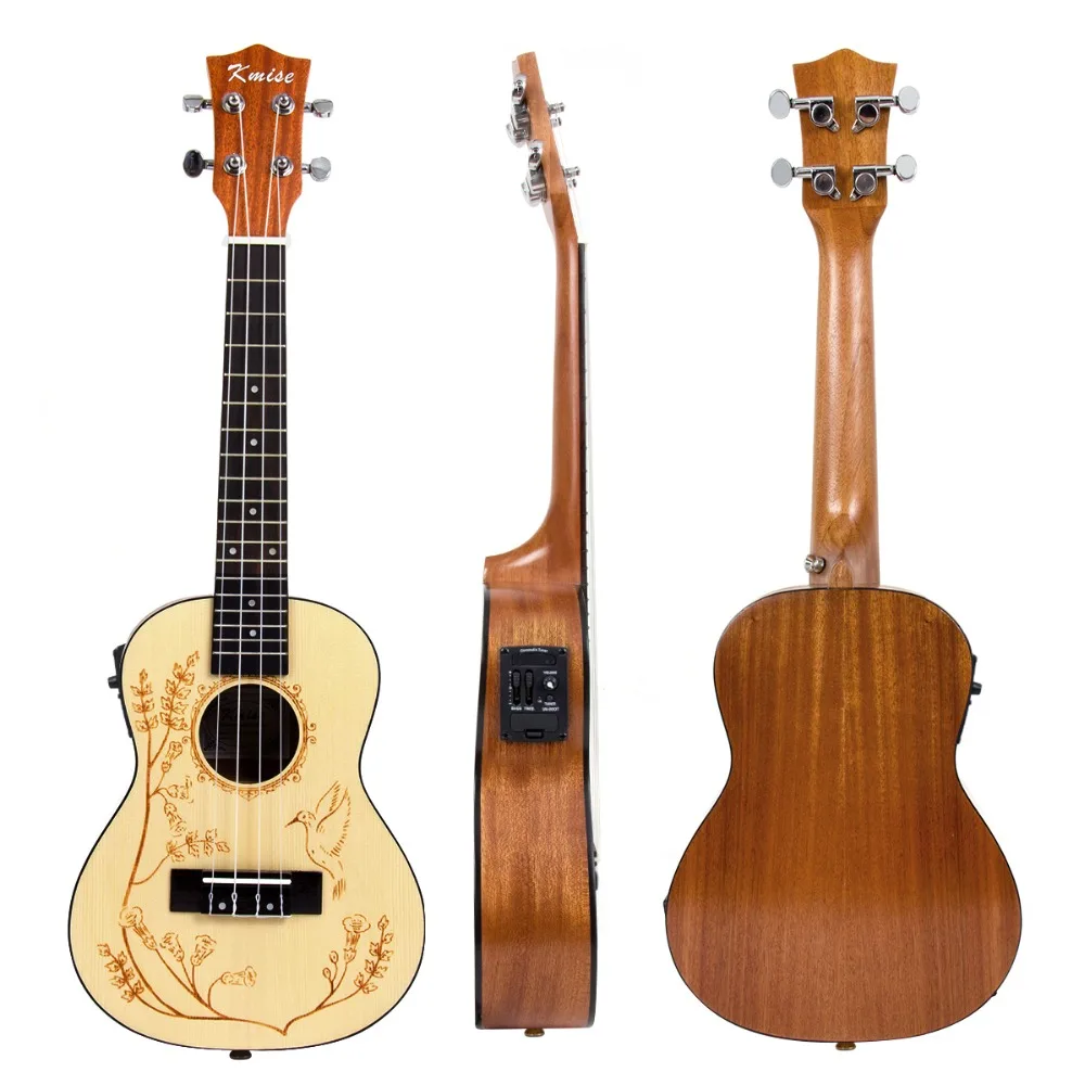 Kmise Твердые ель укулеле концертная электрическая акустическая Ukelele Уке 23 дюймов с Gig Bag