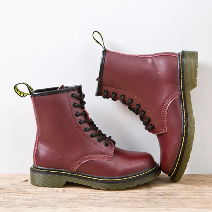 Модные женские ботинки с высоким берцем; кожаная обувь на низком каблуке со шнуровкой; сезон осень-весна; британский стиль; MUG88