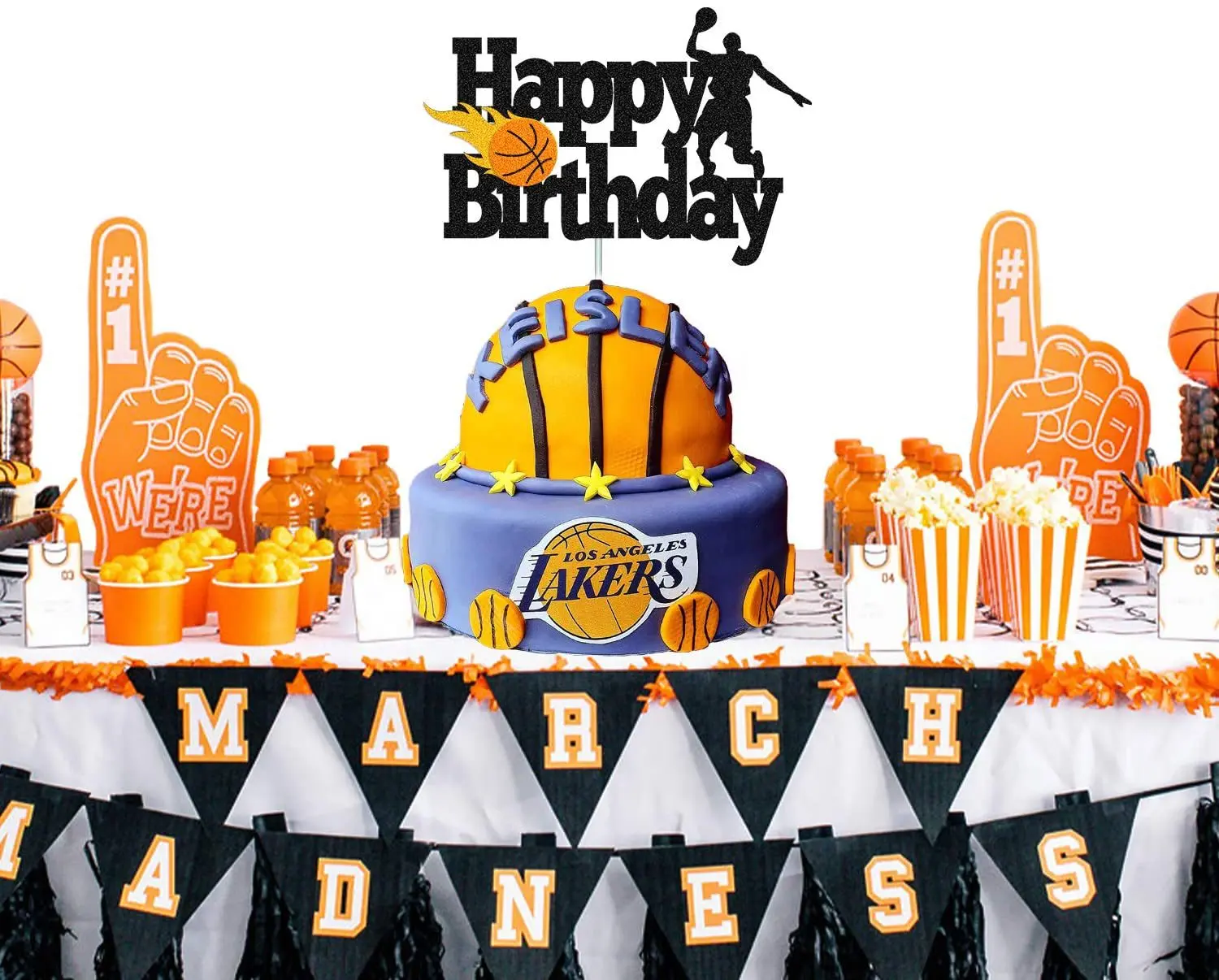 Cake Topper Boy Man Basketball Happy Birthday Cupcake Toppers Party Dessert Wedding Decoration Baby Shower Baking Supplies DIY