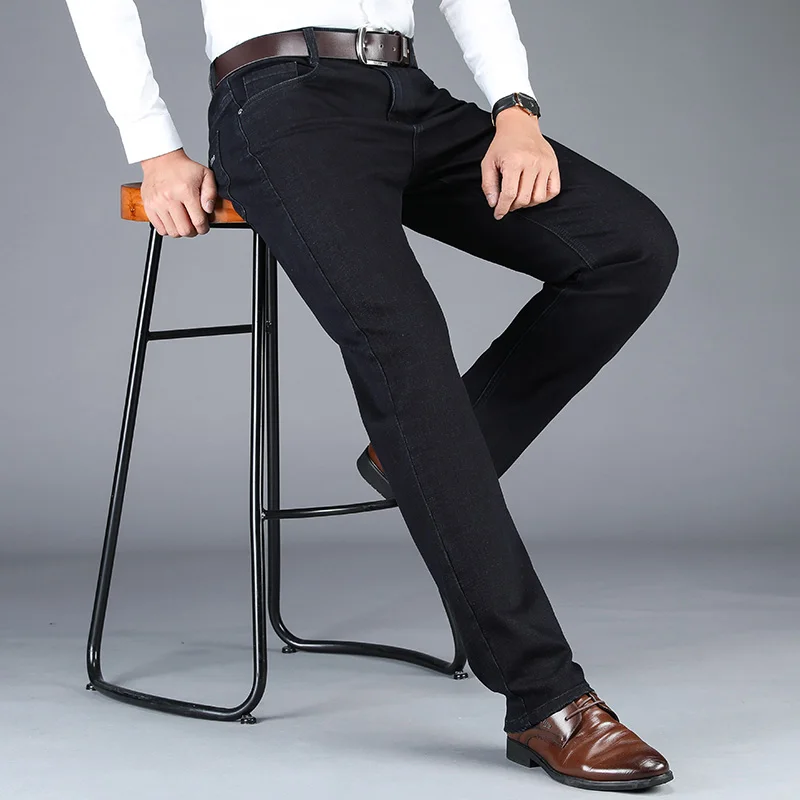 2019 New Autumn Winter Men's Stretch Jeans Business Casual Classic Style Trousers Black Gray Straight Denim Pants Male Brand 2019 New Autumn Winter Men's Stretch Jeans Business Casual Classic Style Trousers Black Gray Straight Denim Pants Male Brand