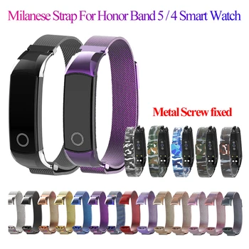 

Fashion Metal Milanese Loop Band Magnetic Replacement Watch Strap Wristbands For Huawei Honor Band 5 4 Smart Watch Accessories