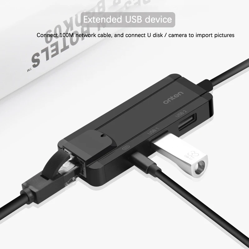 Для перехода от разъема Lightning к RJ45 + USB3.0 2 портовый концентратор PD зарядки 100 м