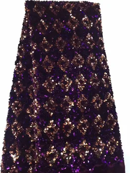 

wholesale price embroidery Sequin French lace fabric, high quality 5 yards Nigerian Sequin lace fabric FZ109