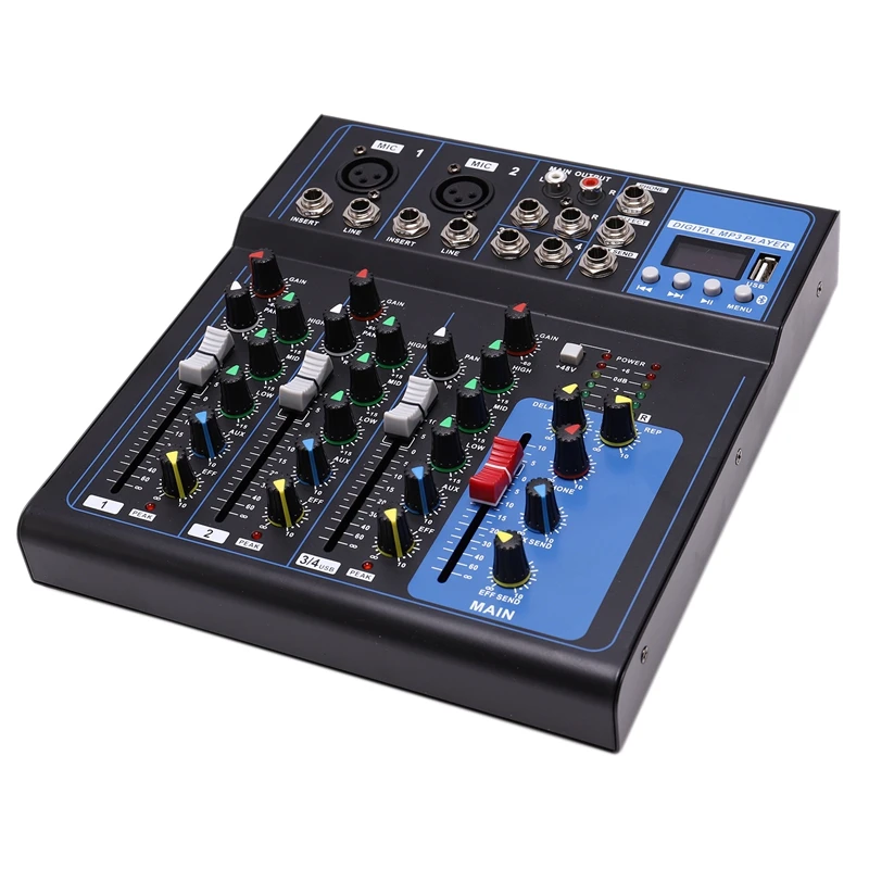 4 канала Bluetooth DJ микшер звук микшерный пульт с USB MP3 Jack Live аудио микшер для караоке KTV/EU штекер