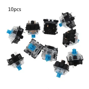 

10Pcs Mechanical Keyboard Gateron MX 3 Pin Blue Switch Transparent Case D08B