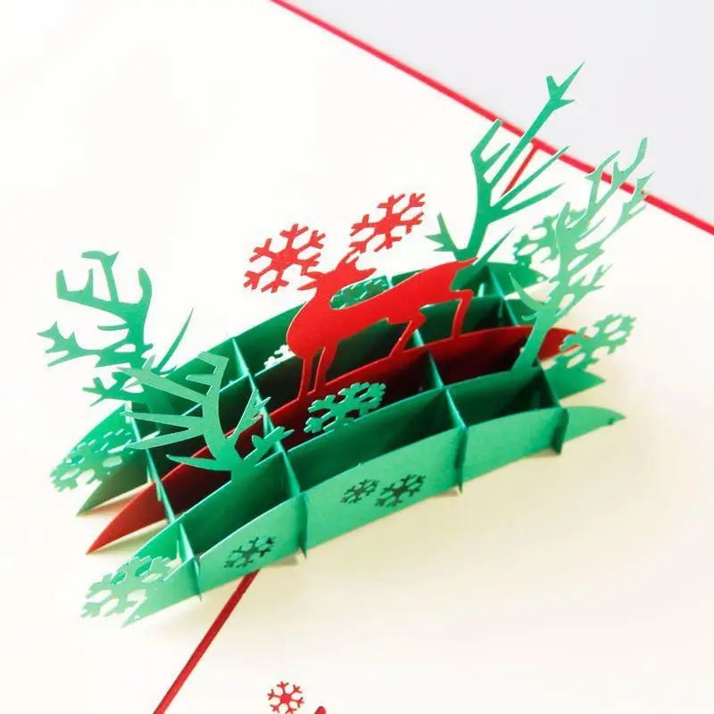 3d Рождественские открытки открывающиеся открытки Navidad украшение Natal Noel подарок ручной работы поздравительная открытка с конвертом в форме оленя Рождественский подарок