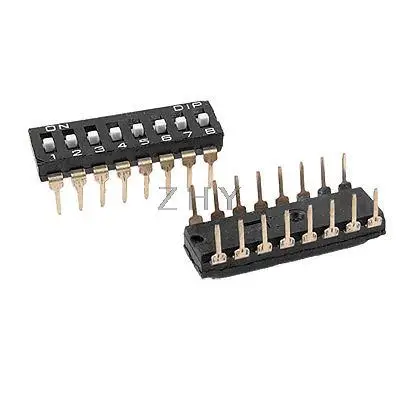 

2 Pcs 2.54mm Pitch 8 Position IC Type DIP Switch Black