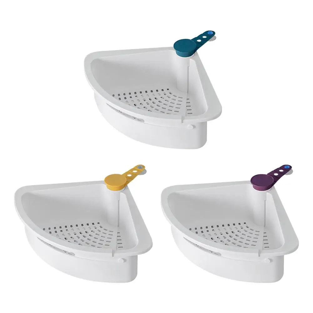 

Sink Drain Shelf Triangular Sink Drain Basket Rotary Sink Corner Sponge Holder with Suction Cup