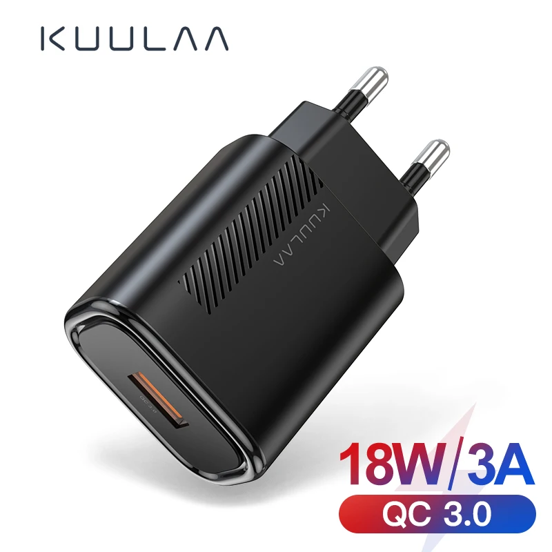  KUULAA Quick Charge 3.0 QC 18W USB Charger For Xiaomi Redmi Note 8 7 QC3.0 Fast Charging USB Wall Phone Charger For Samsung s10 