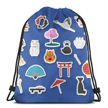 

New beam mouth backpack Drawstring Drawstring Japanese Landmarks bag Unisex fashion bag
