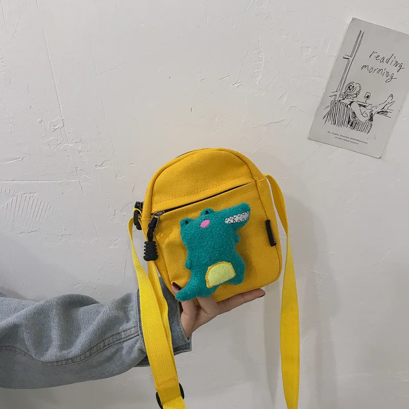 

Net red texture small bag female 2020 summer new Korean version of the canvas bag small dinosaur wild shoulder messenger bag