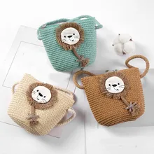 Прекрасный Лев животные Дети соломенный Кошелек для монет для девочек хороший подарок на день рождения детей Наклонная Сумка маленькая принцесса на молнии сумка