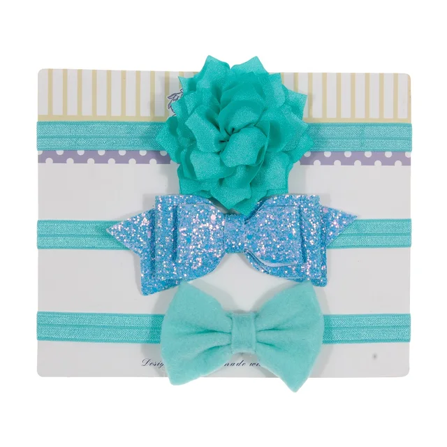 New 3pcs/lot Sequin Felt Bow Lotus Flower Elastic Headbands Kids Photography Props Baby Girls Cute Headwear Christmas Gift Sets 12