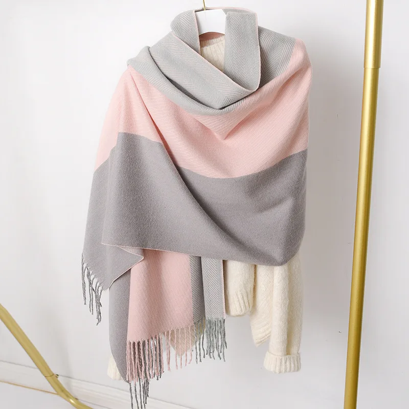Lurxury брендовый дизайнерский тонкий теплый шерстяной кашемировый шарф с кисточками женский зимний шарф