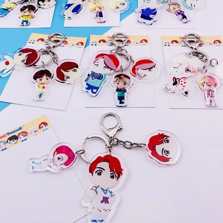 7 Pcs/lot Kpop Love Yourself Acrylic Keyring Keychain JUNGKOOK JIMIN SUGA V JHOPE RM JIN Pendant Toy Gift | Украшения и