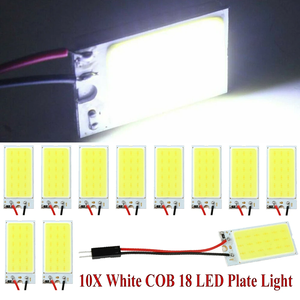 

5/10Pcs DIY LED Panel Light White COB 18 LED Plate Car Interior Dome Light Bulb T10 Festoon 12V Lights COB Board LED Lamp