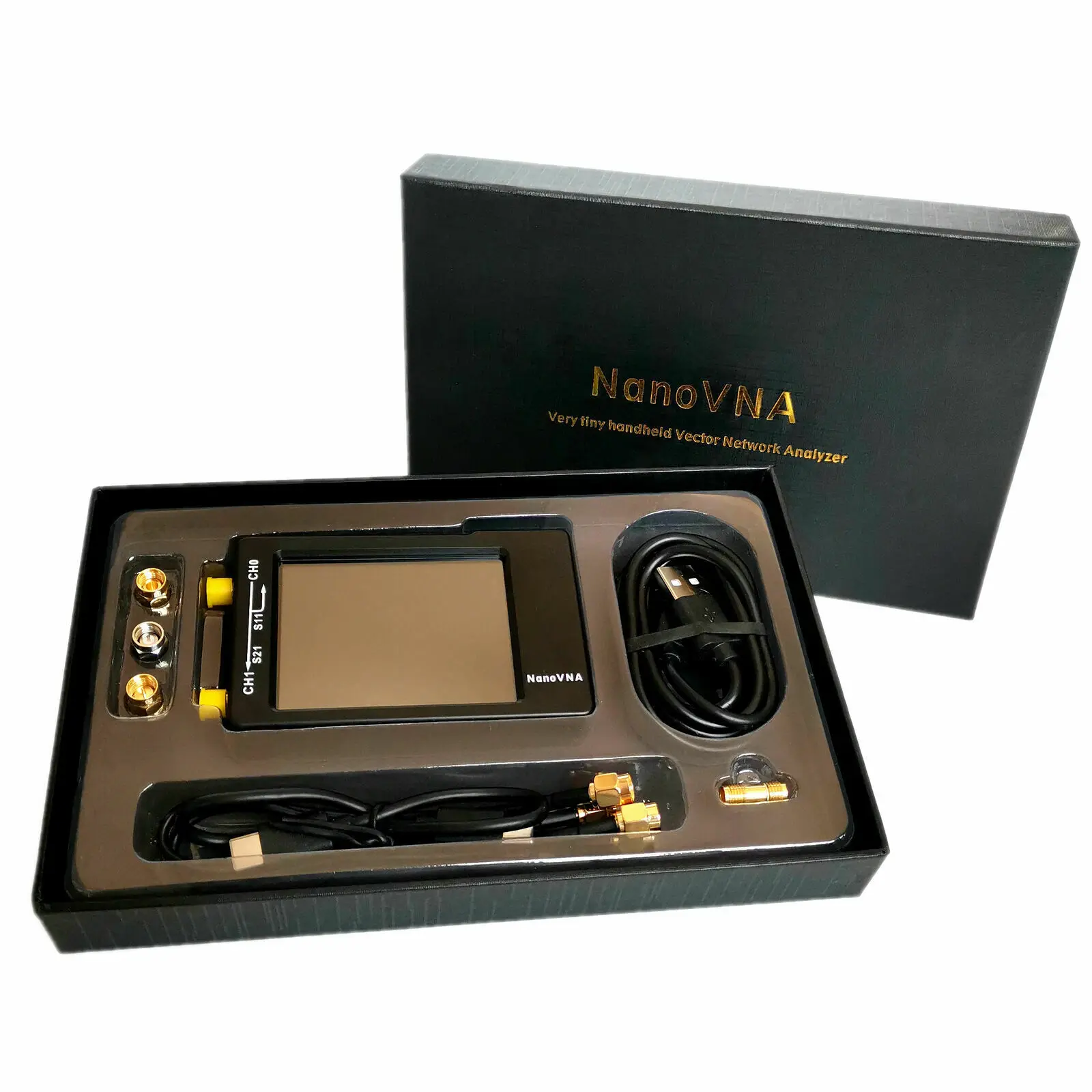 NanoVNA-H HF VHF УВЧ векторный сетевой анализатор антенны 50 K-1,5 GHz& Чехол - Цвет: Черный