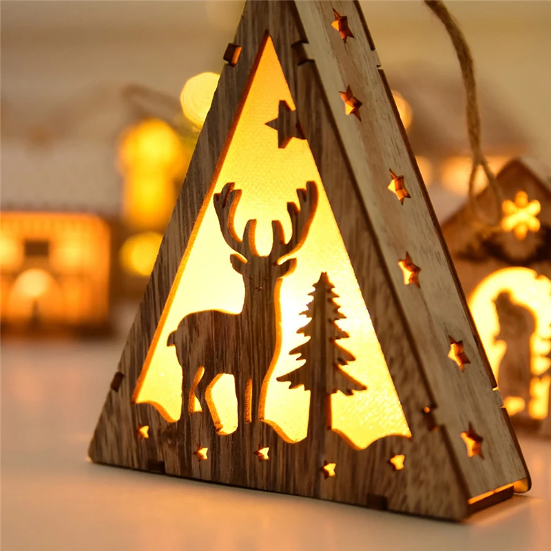 LED Garland Light Wood House Cute Christmas Tree Decoration Hanging Window Holiday Decoration Luces Led Decoracion 30OCT1108