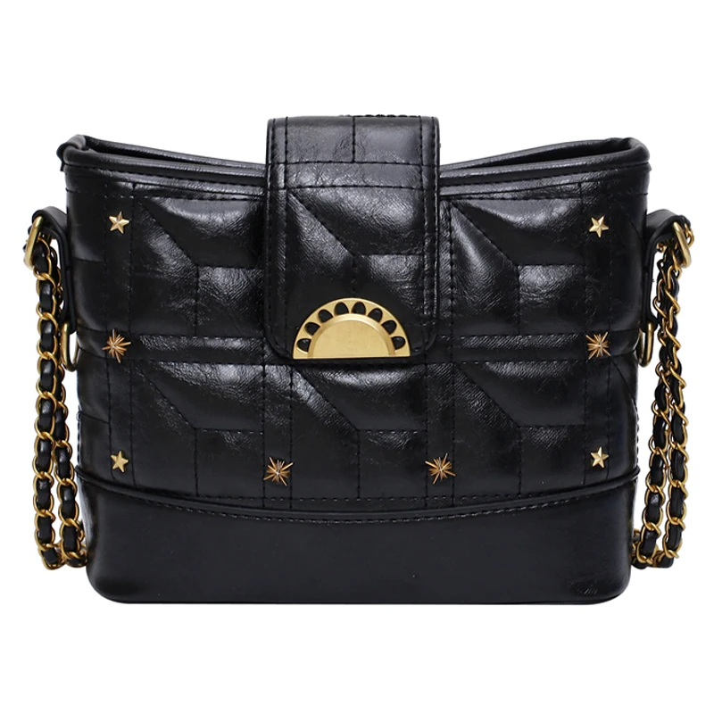 

iVog New Arrival Everyday Female Small Shoulder Messenger Handbag gg Black Chain Quilted Bucket Bags for Women 2019