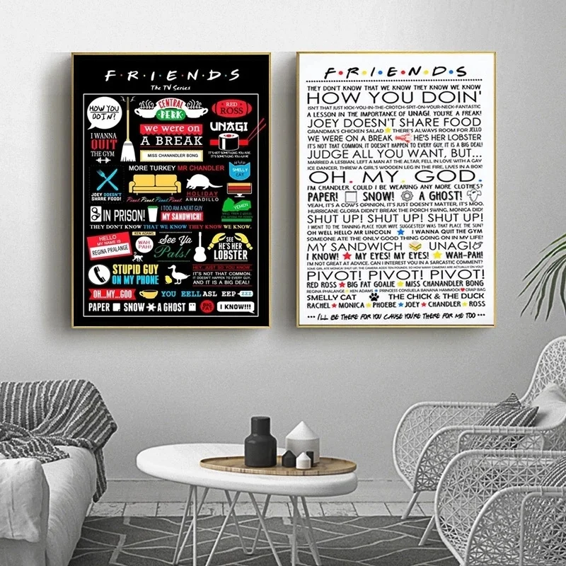 Friends Quotes Central Perk Poster Canvas Painting | Friends Tv Show  Cartoon Poster - Painting  Calligraphy - Aliexpress