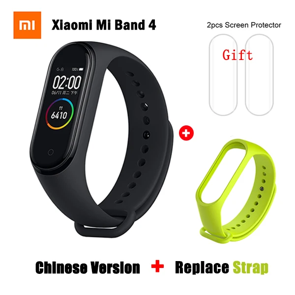 CN add Lime 2 Film Original Xiaomi Mi Band 4 Smart Wristband 3 Color AMOLED Screen Mi Band 4 Global version Heart Rate Fitness Music Bracelet - Цвет: CN add Lime 2 Film