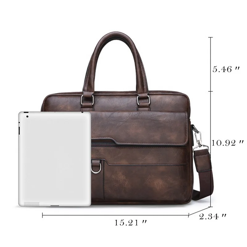 Мужская однотонная сумка в стиле ретро от PUI, портфель из искусственной кожи, Большая вместительная сумка на плечо, большой повседневный деловой портфель для ноутбука