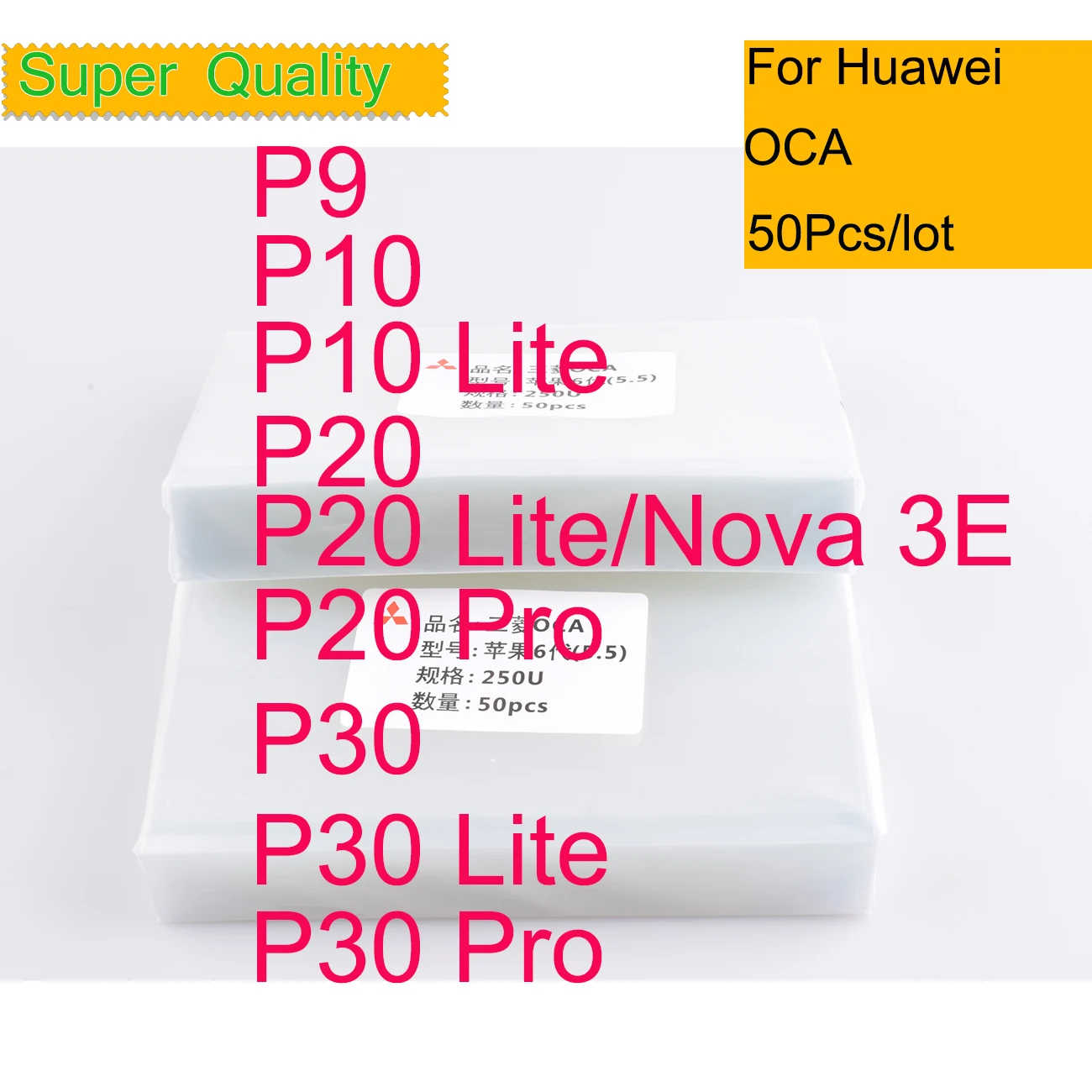 50pcs/Lot OCA Optical Clear Adhesive for Huawei P9 P10 P20 P30 P40 Lite Pro Glue Touch screen Film laminating Repair | Мобильные