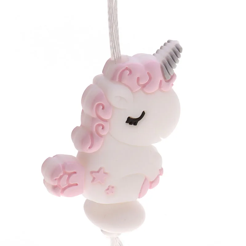 Silicone Unicorn Teether Beads Rodent BPA Free Baby Teething Necklace DIY Jewelry Toy 5pcs Fkisbox