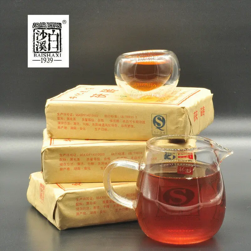 Темный чай Baishaxi Anhua Fu Cha кирпичный китайский черный Bai Sha Xi Hei 300 г| |