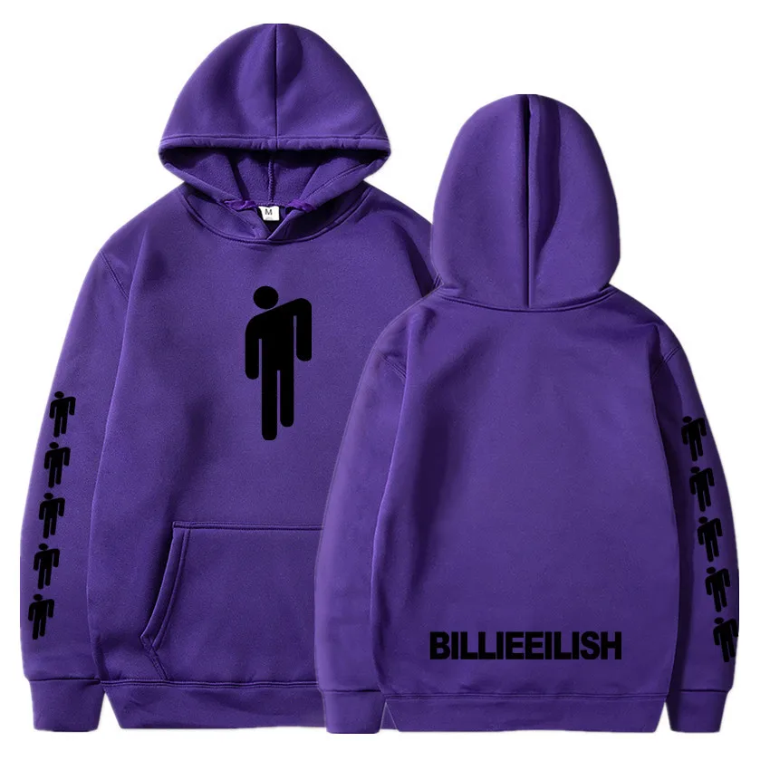 purple H Модные толстовки Billie Eilish с принтом женские/мужские толстовки с капюшоном и длинным рукавом горячая Распродажа повседневные трендовые уличные толстовки - Цвет: purple H