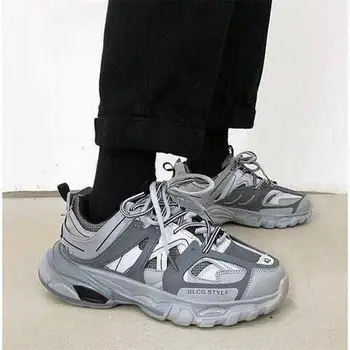 

2020 New Men Chunky Sneakers Lace-up Flat Casual Hip Hop Shoes Platform Breathable Adult Male Baskest Tenis Footwear