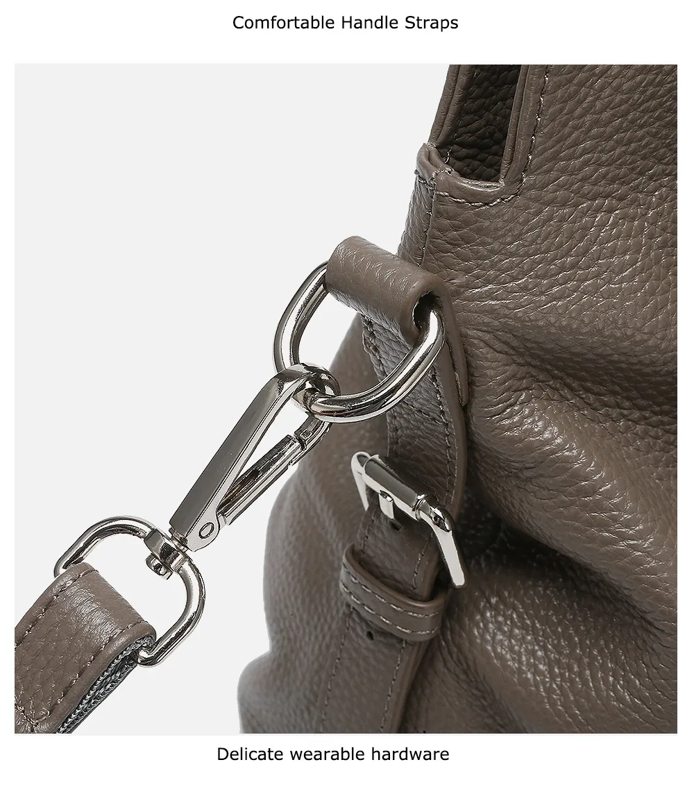 Zency женская сумка на плечо из натуральной кожи классическая черная сумка-тоут высокое качество Hobos очаровательные женские сумки через плечо серый