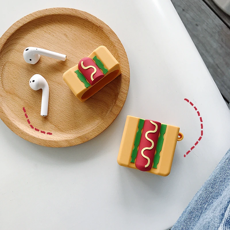 

hot-dog Cases For apple Airpods Silicone bluetooth wireless Protection Earphone Cover Shockproof Cover with finger ring hook