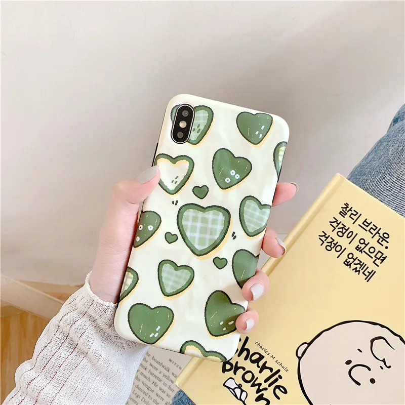 

Light green Love heart Origami phone case For 6 6s 7 8plus X Soft IMD silicone case For iphone XR XS MAX 11 Pro MAX Back Cover